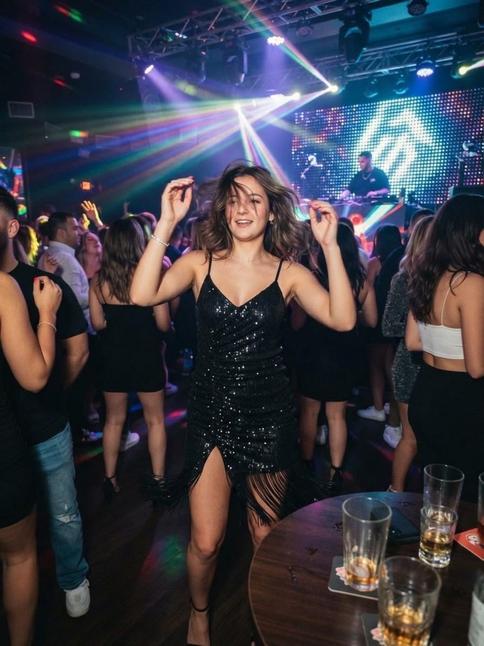 Black Sequin Fringe Party Dress - Elegant Night Out